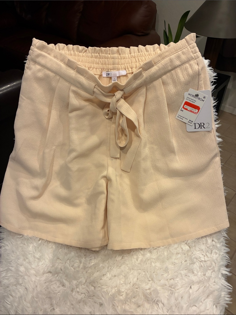 DR2 Women's Light Cream Drawstring Bermuda Shorts